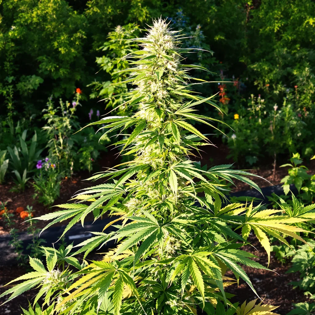 American Haze 16% indica / 84% sativa — flor con tricomas visibles