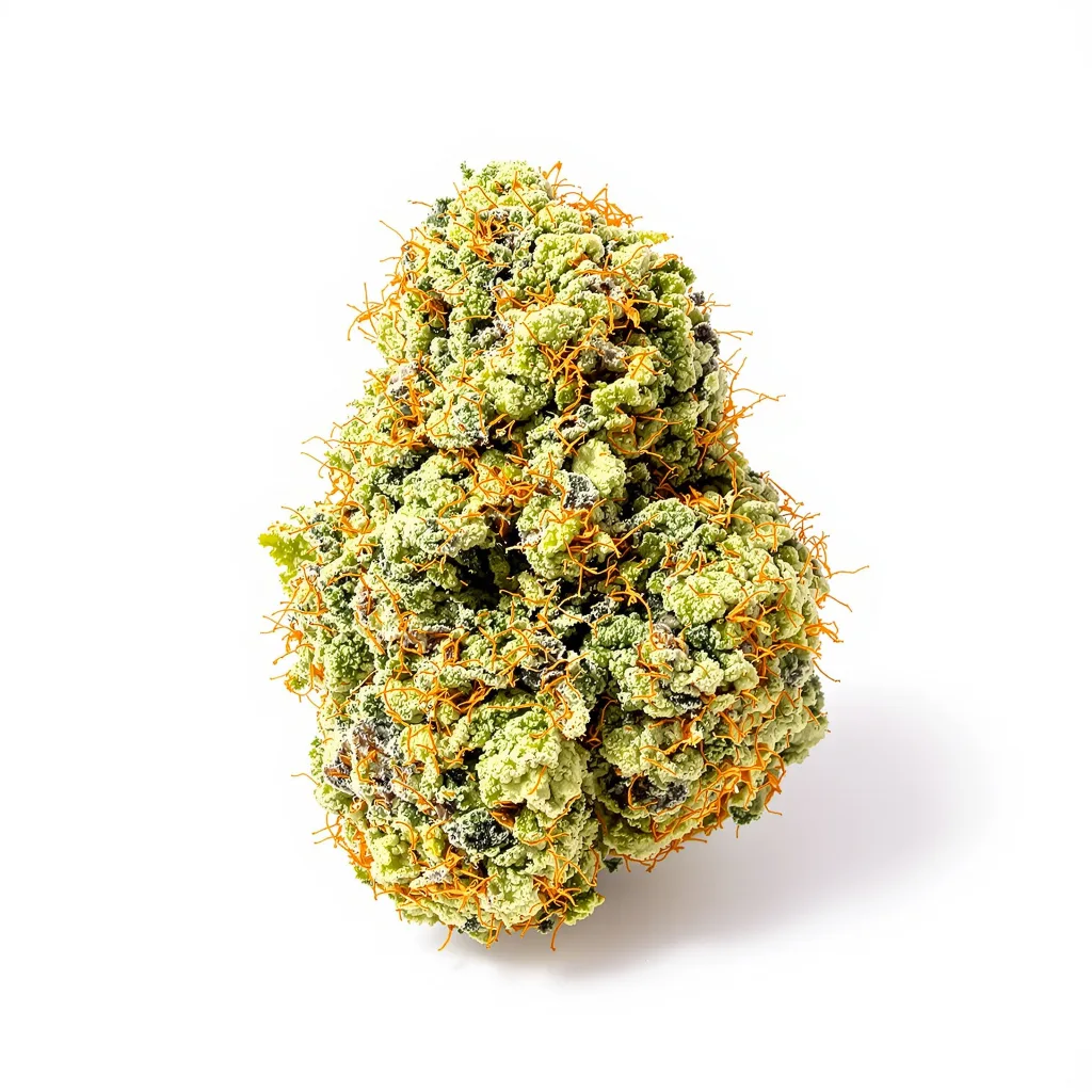 American Haze 16% indica / 84% sativa — flor con tricomas visibles