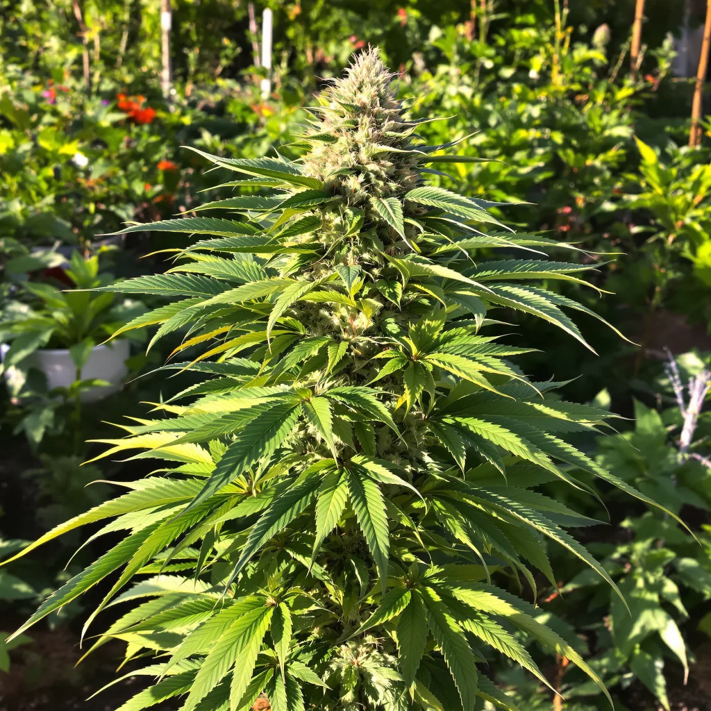American Kush 76% indica / 24% sativa — flor con tricomas visibles