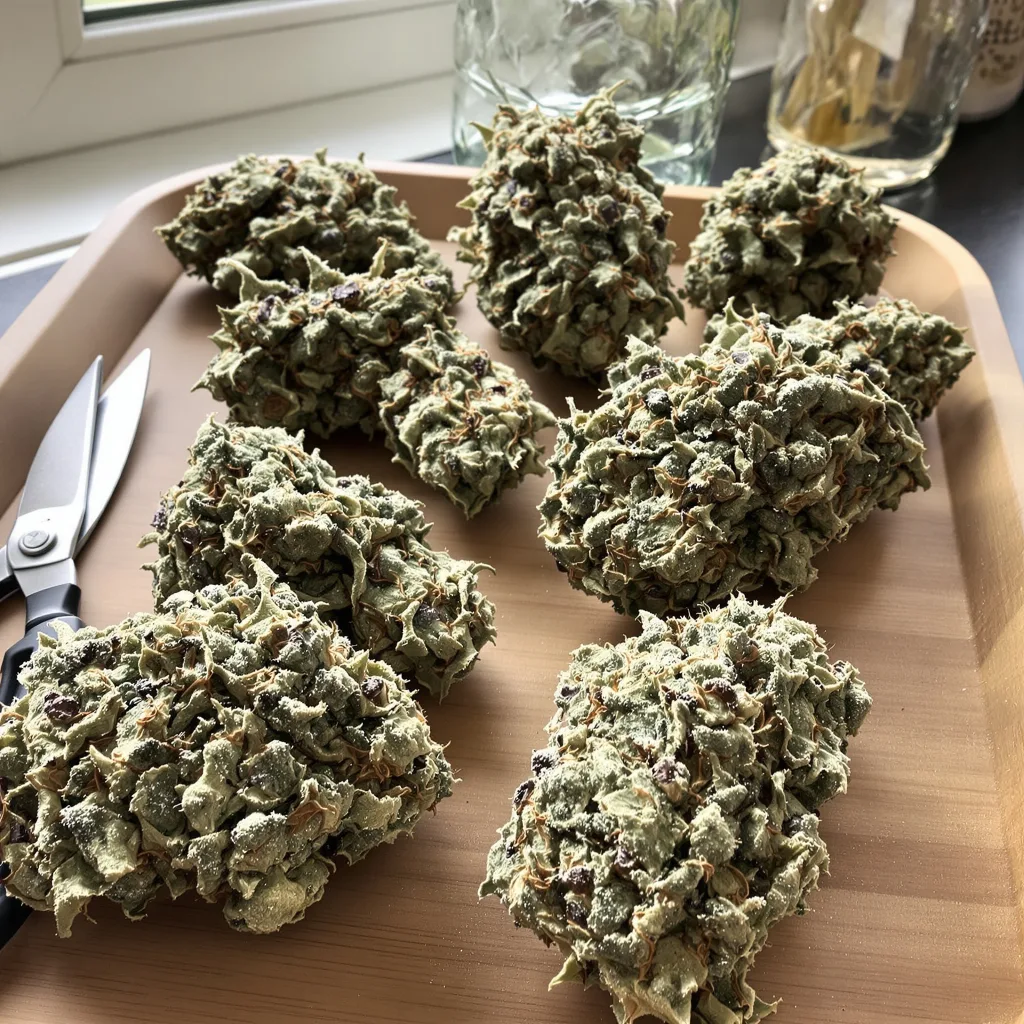 American Strain Mixpack 35% indica / 65% sativa — flor con tricomas visibles