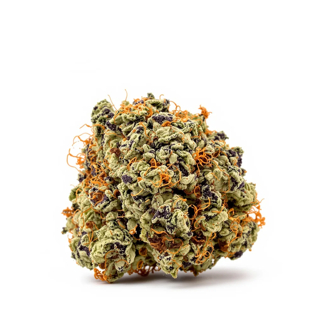 Americano 80% indica / 20% sativa — flor con tricomas visibles