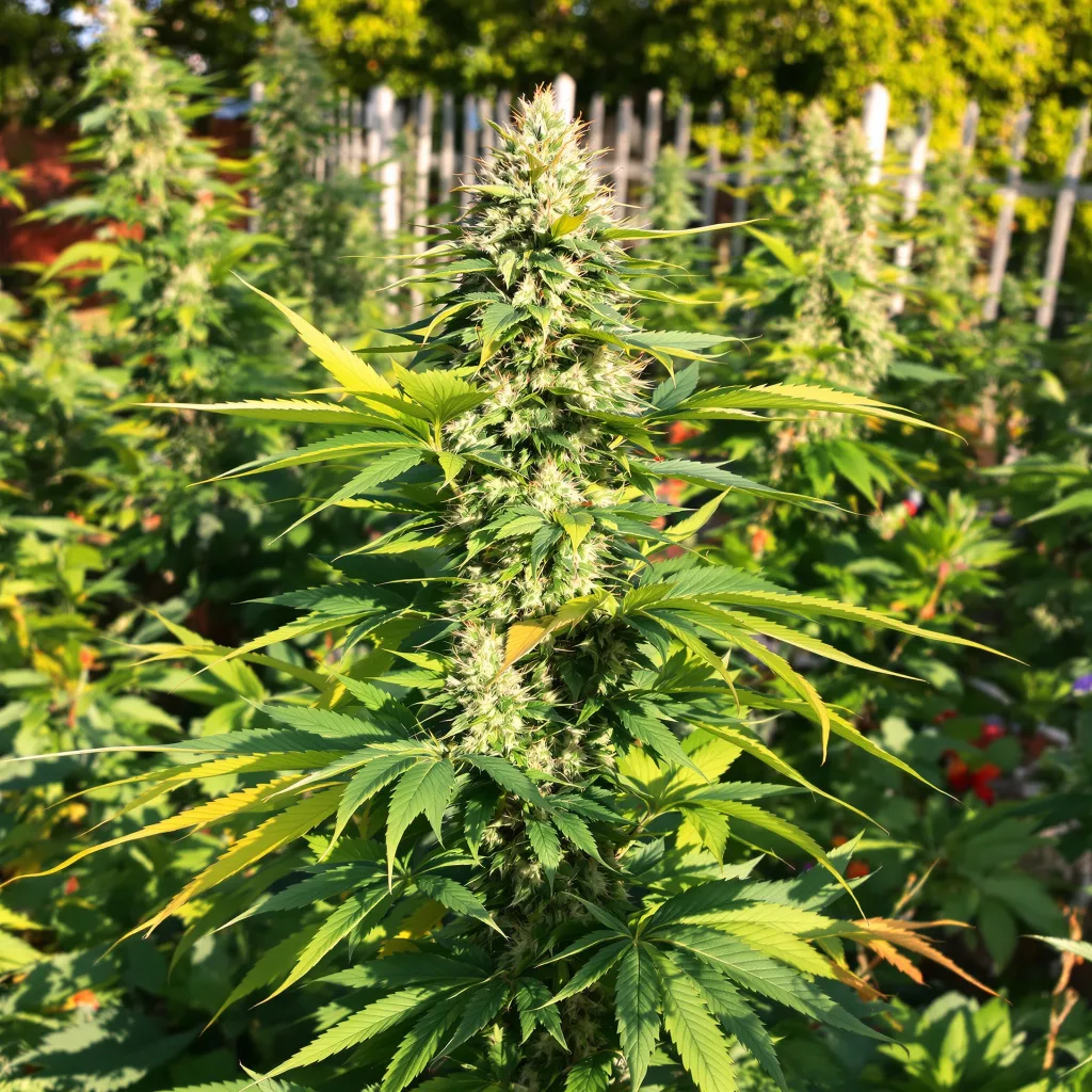 Amethyst 51% indica / 49% sativa — flor con tricomas visibles