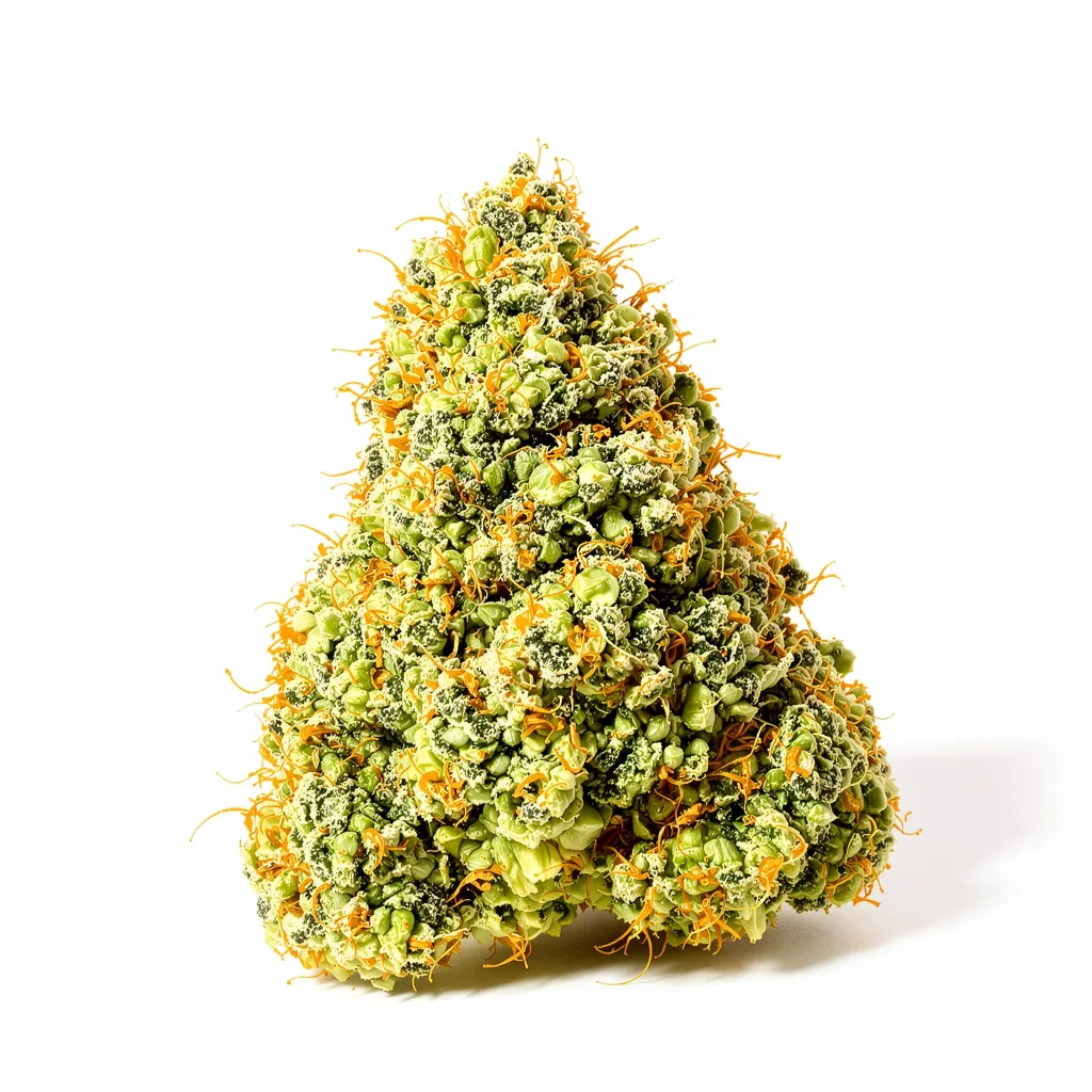 Amnesia 16% indica / 84% sativa — flor con tricomas visibles