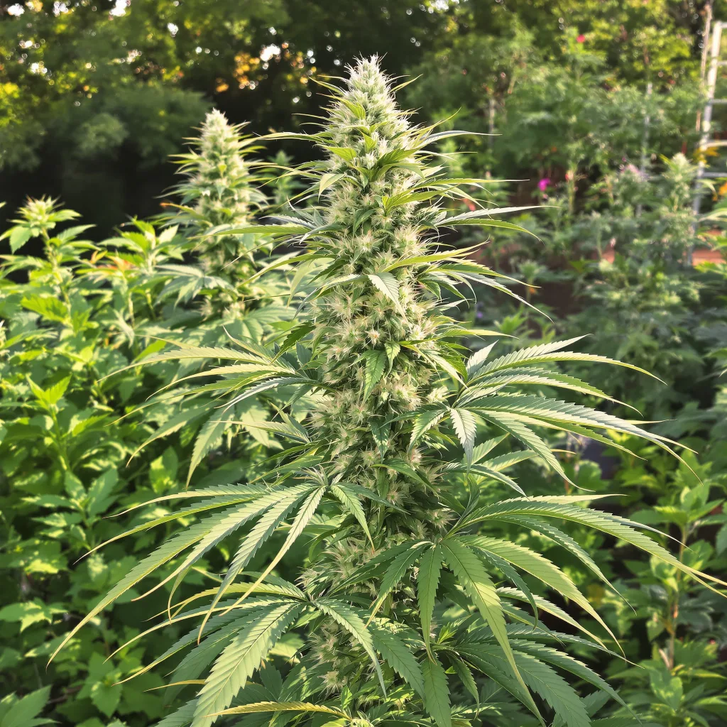 Amnesia Haze 12% indica / 88% sativa — flor con tricomas visibles