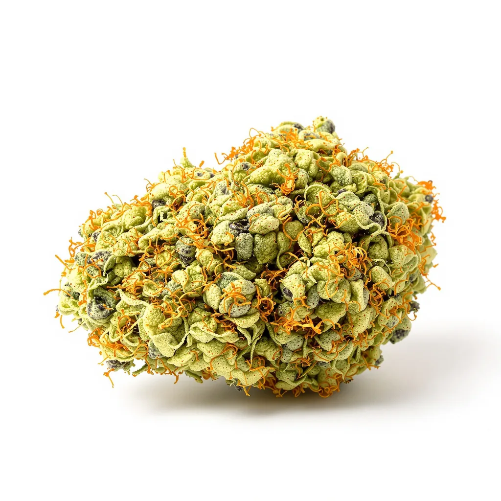 Amnesia Haze 12% indica / 88% sativa — flor con tricomas visibles