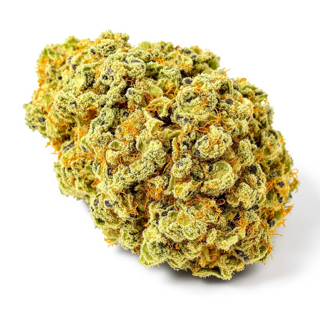 Amnesia Haze 12% indica / 88% sativa — flor con tricomas visibles