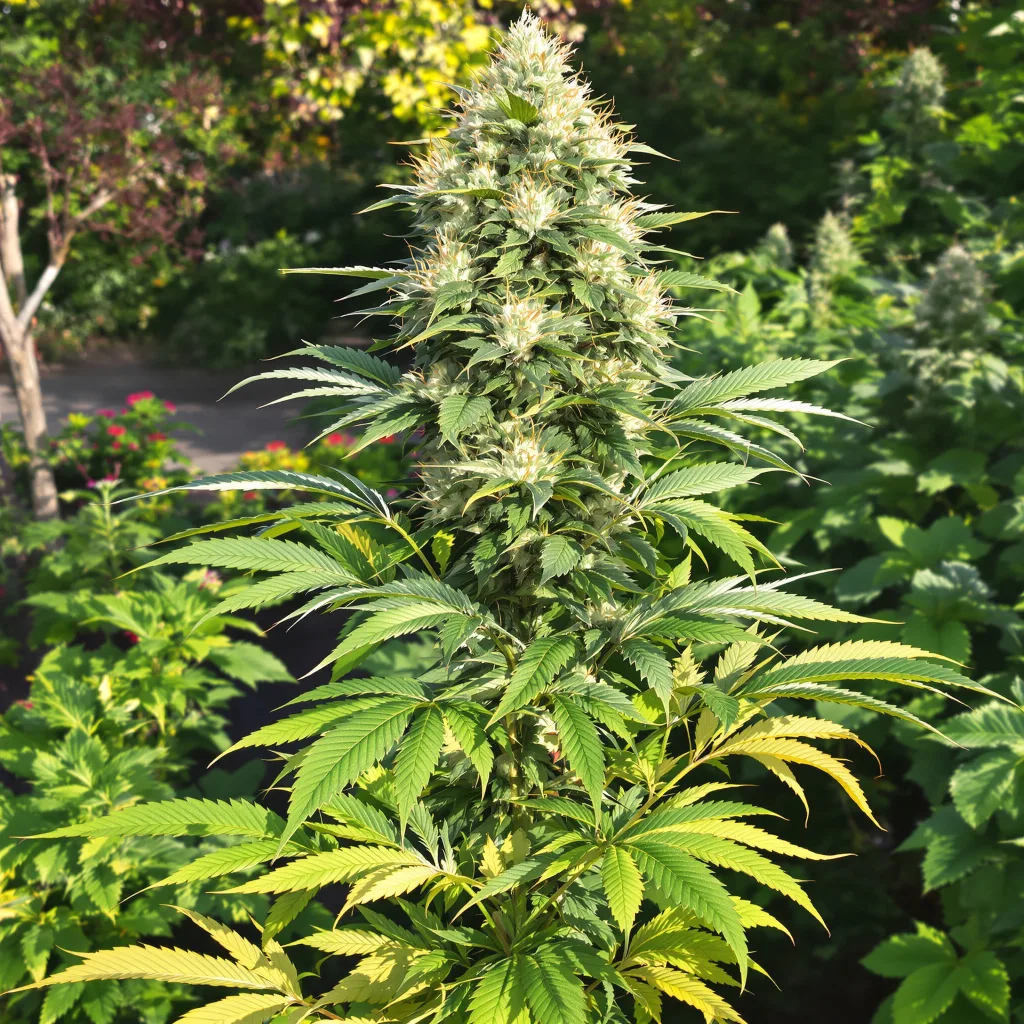 Amsterdam 62% indica / 38% sativa — flor con tricomas visibles