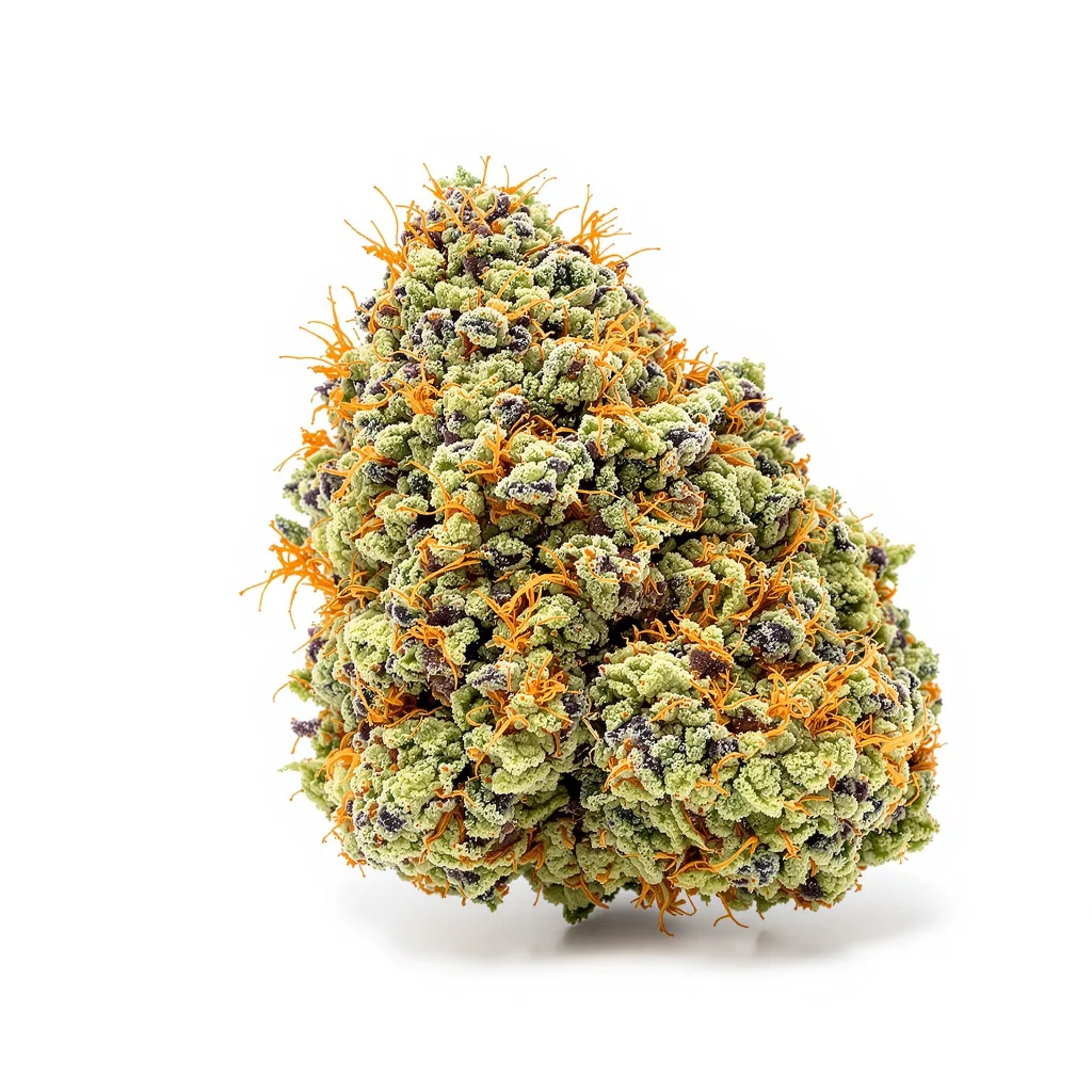 Amsterdam 62% indica / 38% sativa — flor con tricomas visibles