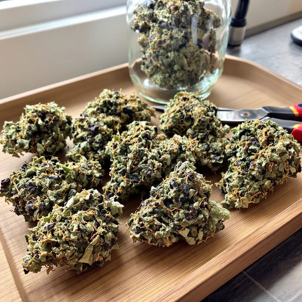 Ancient OG 77% indica / 23% sativa — flor con tricomas visibles