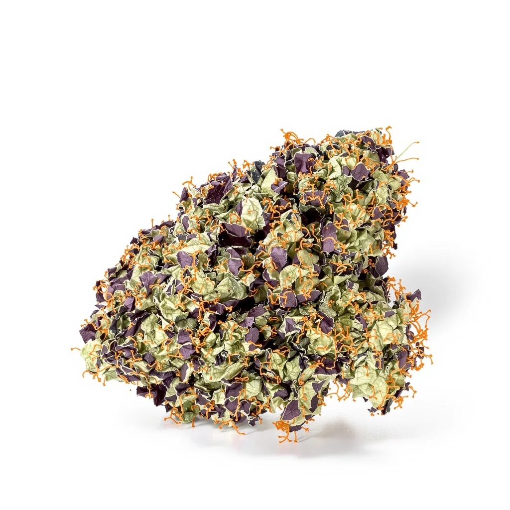 Ancient OG 77% indica / 23% sativa — flor con tricomas visibles