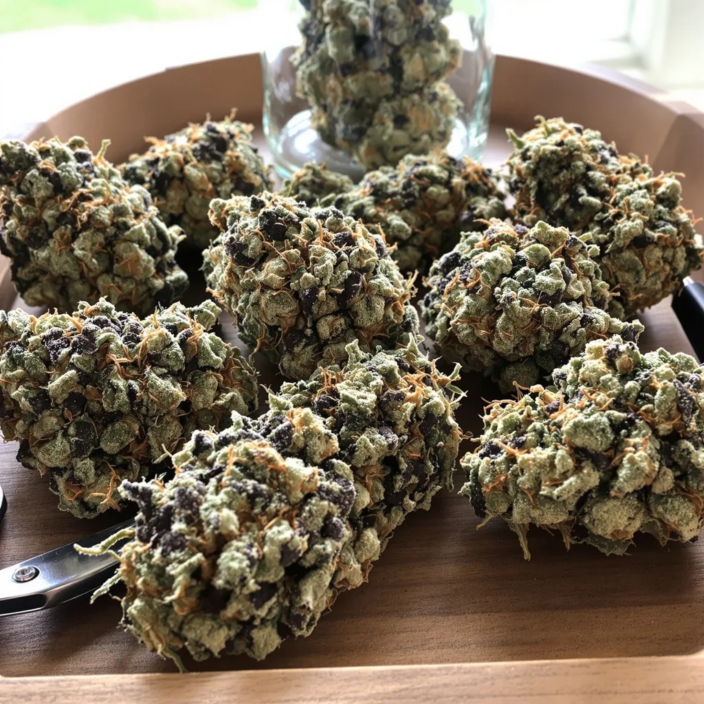 Ape Shit 44% indica / 56% sativa — flor con tricomas visibles