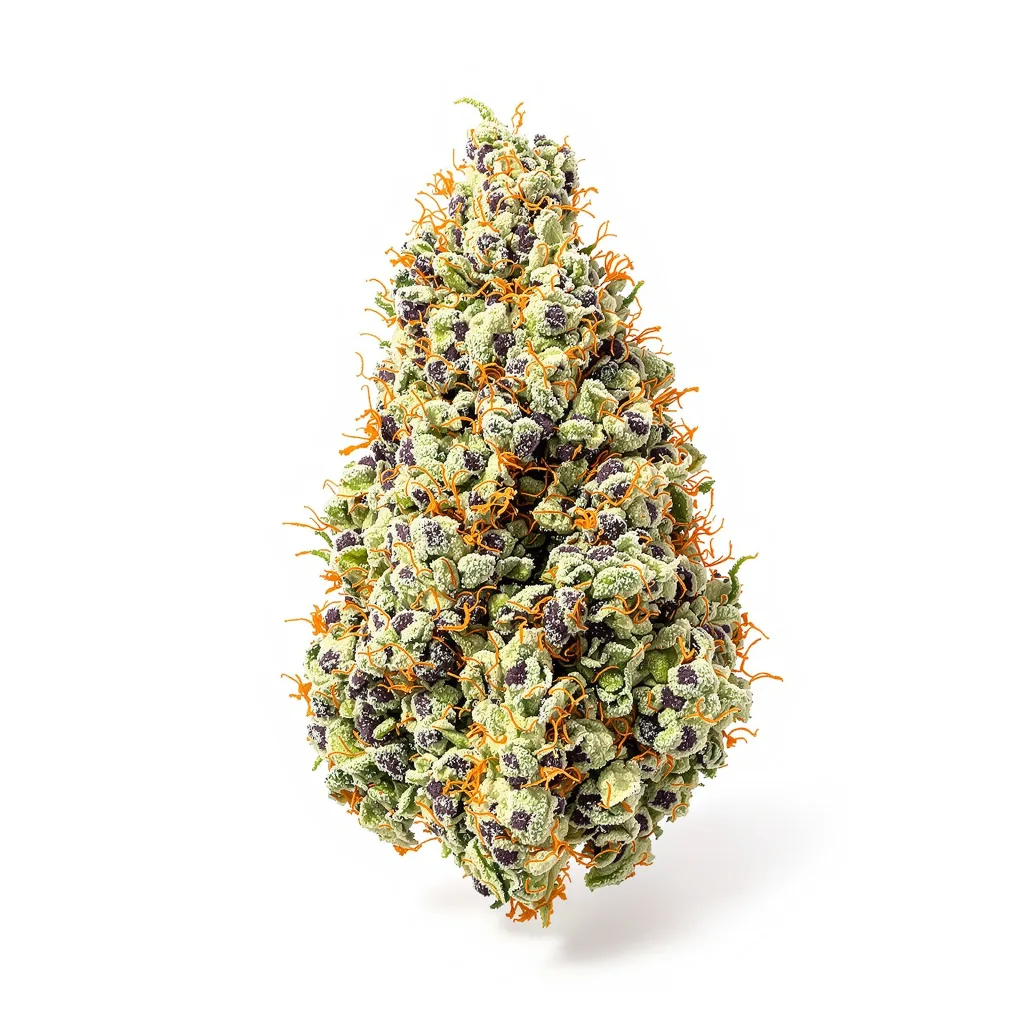 Apple Pie 56% indica / 44% sativa — flor con tricomas visibles