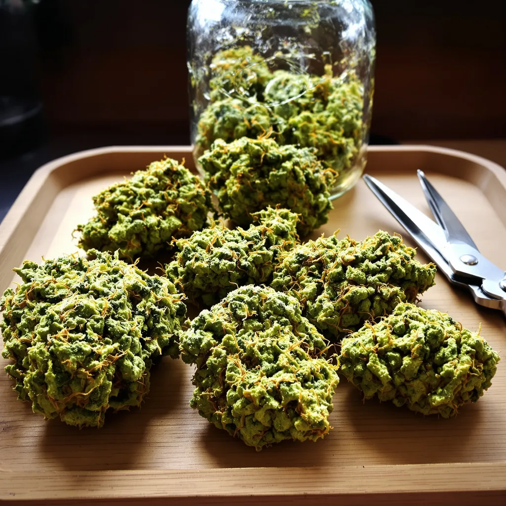 Apple Runtz 21% indica / 79% sativa — flor con tricomas visibles