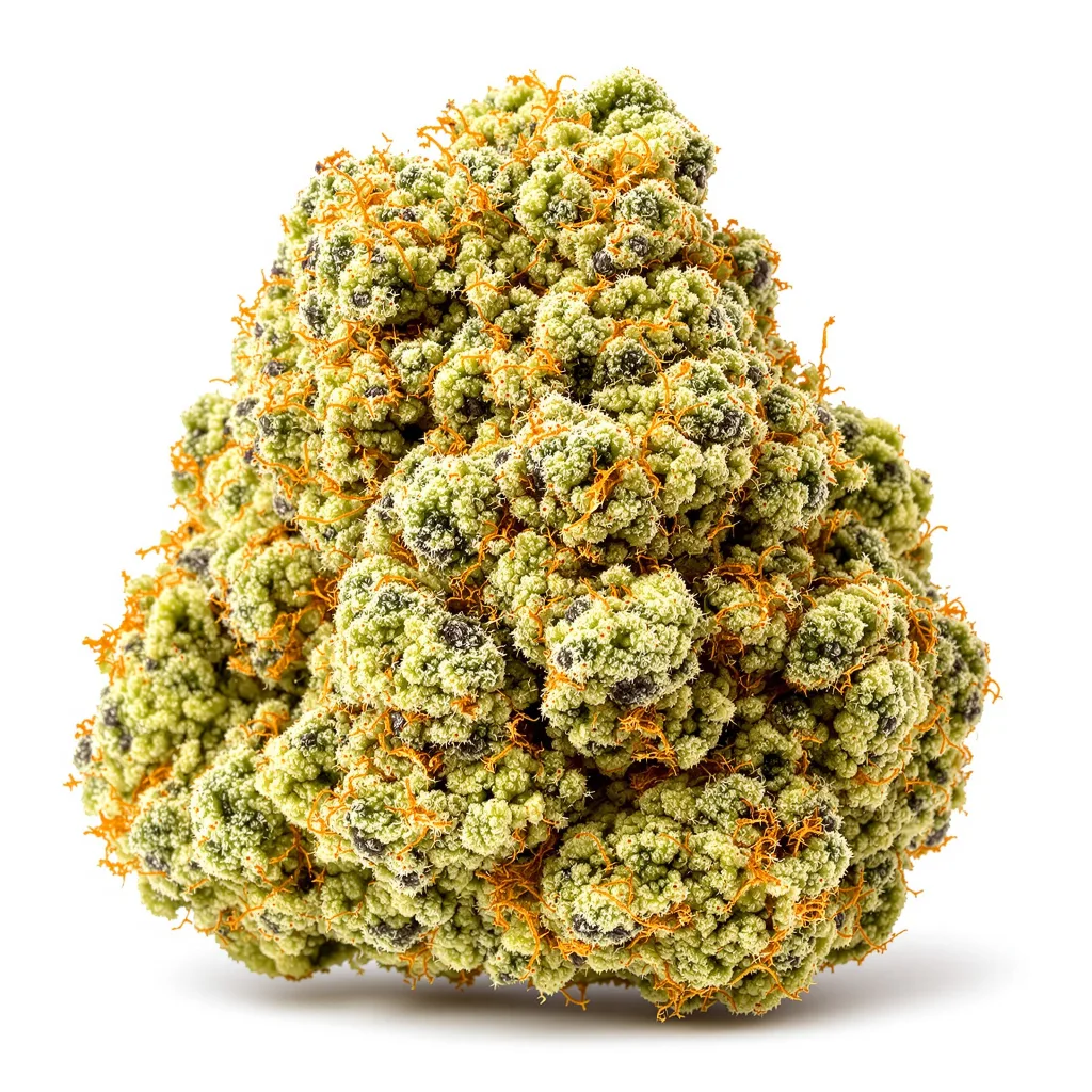 Apple Runtz 21% indica / 79% sativa — flor con tricomas visibles