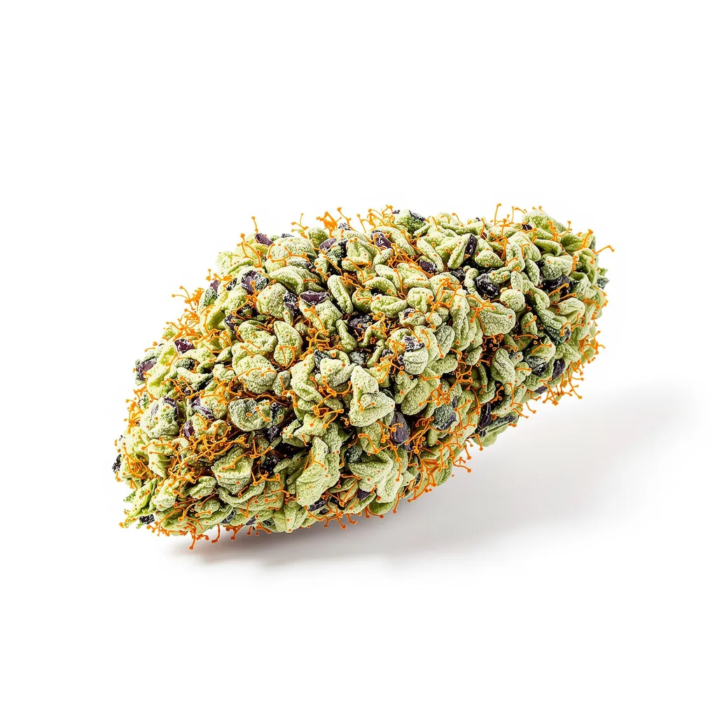 Apples and Bananas 60% indica / 40% sativa — flor con tricomas visibles