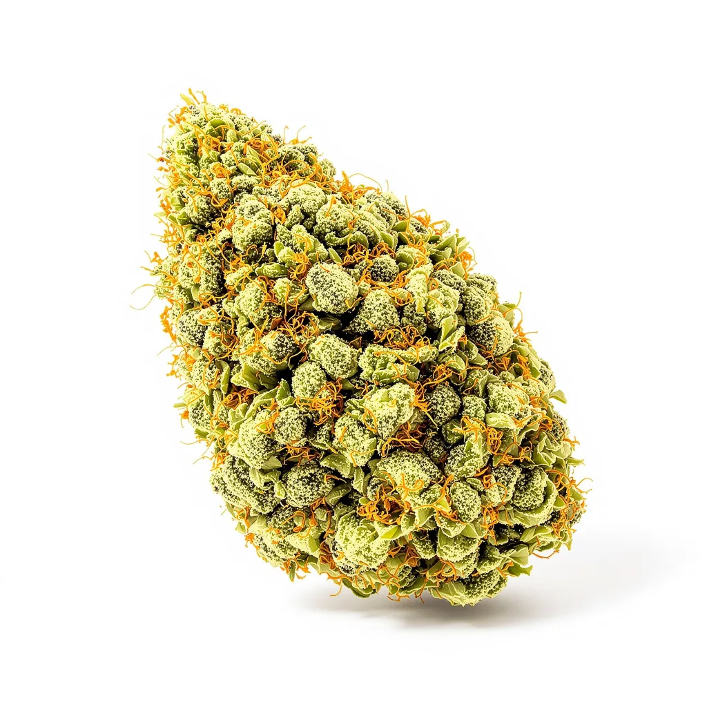 Arctic Sun 24% indica / 76% sativa — flor con tricomas visibles