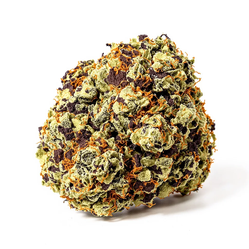 Aspen OG 86% indica / 14% sativa — flor con tricomas visibles