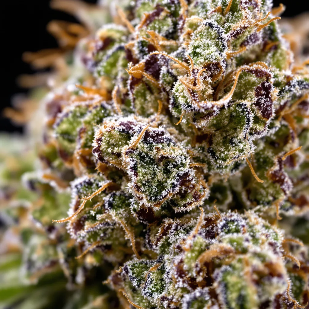 Primer plano de cogollo de cannabis Atomic Northern Lights mostrando cogollos densos verde bosque