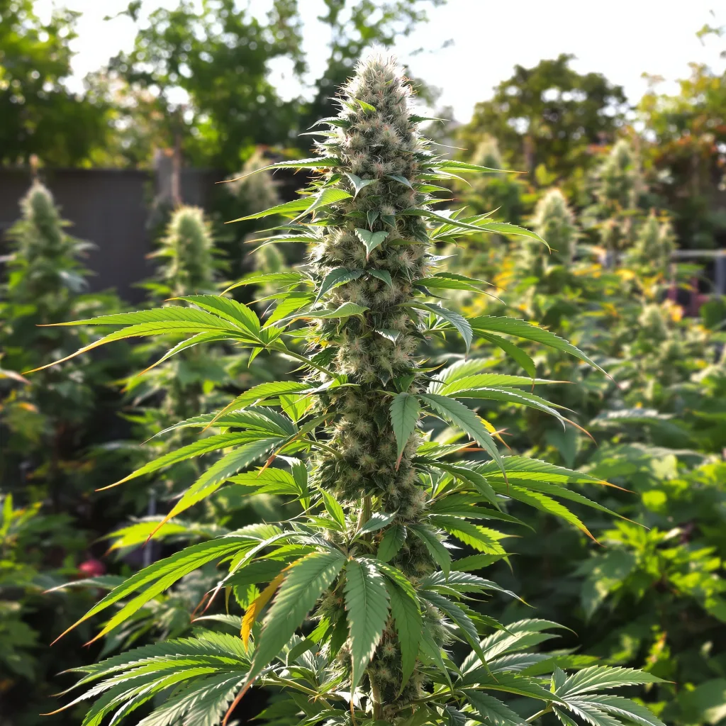 Aurora Borealis 49% indica / 51% sativa — flor con tricomas visibles