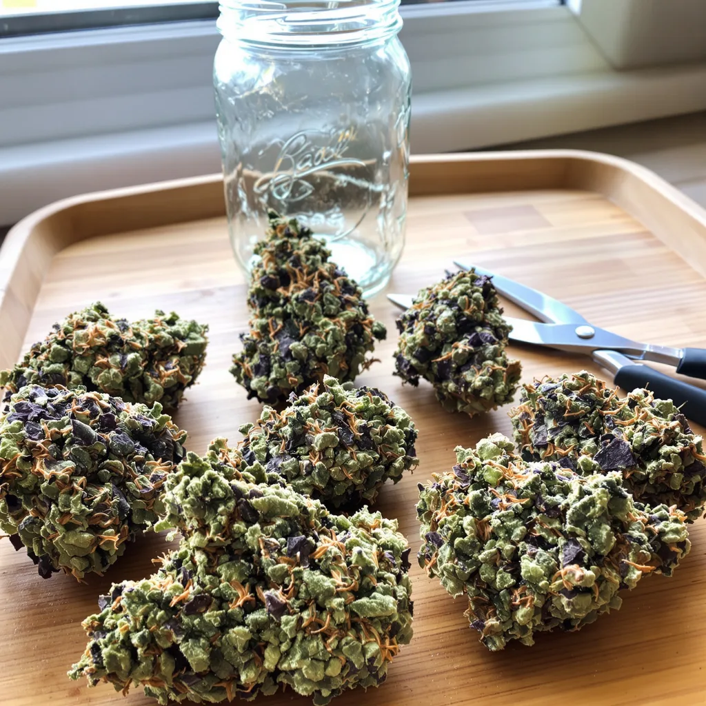 Aurora 76% indica / 24% sativa — flor con tricomas visibles