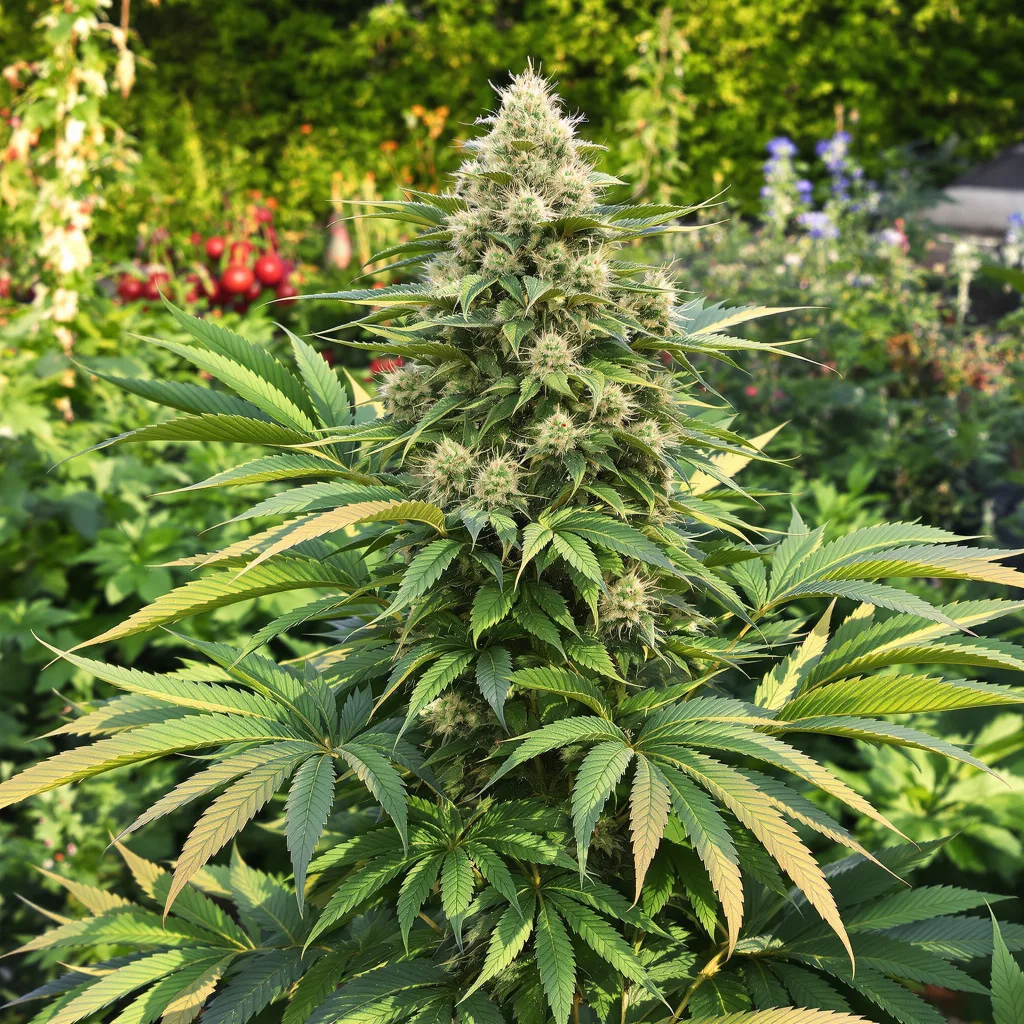 Aurora 76% indica / 24% sativa — flor con tricomas visibles