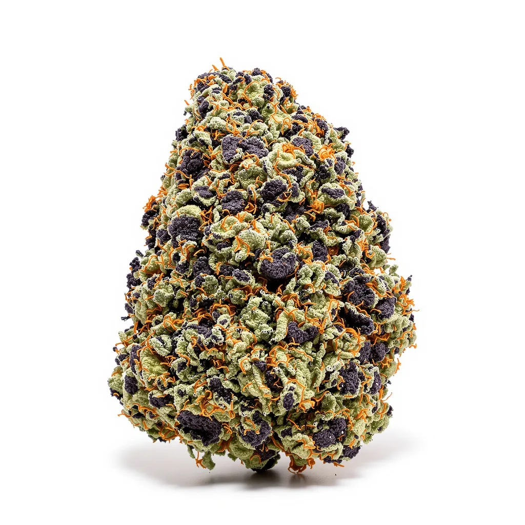 Aurora 76% indica / 24% sativa — flor con tricomas visibles