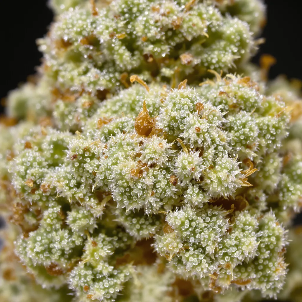 Primer plano de cogollo de cannabis Avidekel CBD mostrando flor clara con baja resina