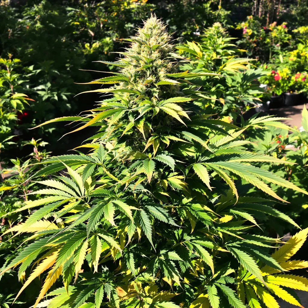 Ayahuasca Purple 73% indica / 27% sativa — flor con tricomas visibles