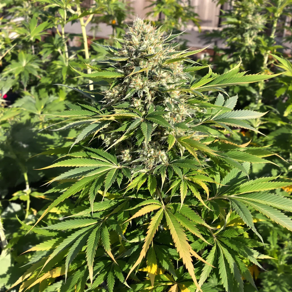 B-52 65% indica / 35% sativa — flor con tricomas visibles