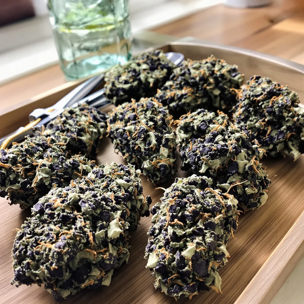 Badazz Cheese 79% indica / 21% sativa — flor con tricomas visibles