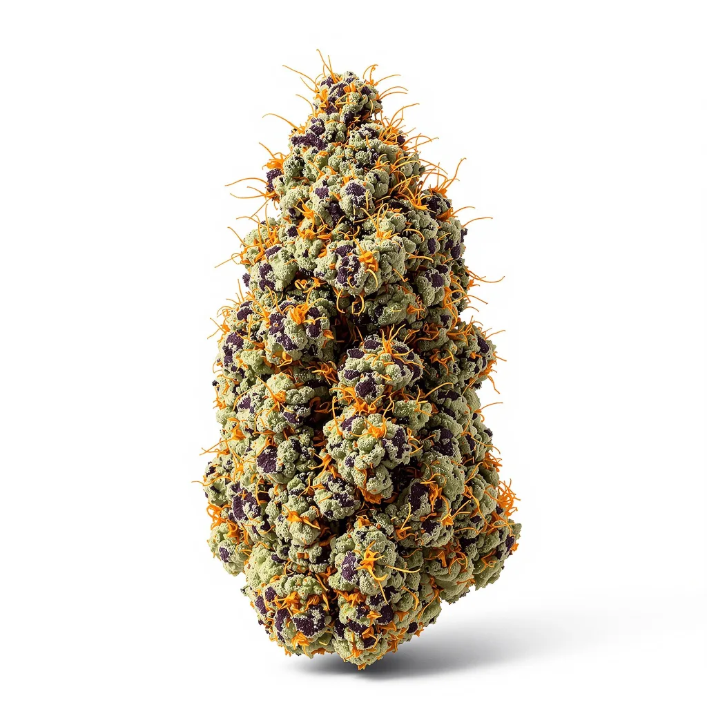 Badazz Cheese 79% indica / 21% sativa — flor con tricomas visibles
