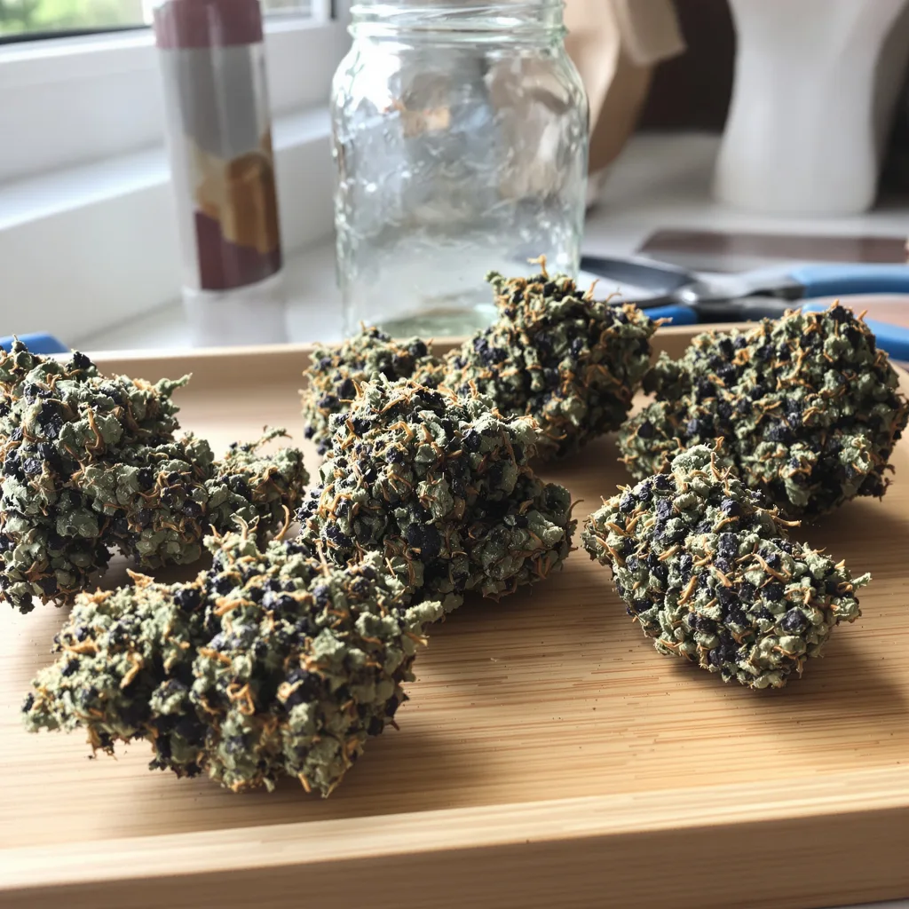 Banana Candy 67% indica / 33% sativa — flor con tricomas visibles