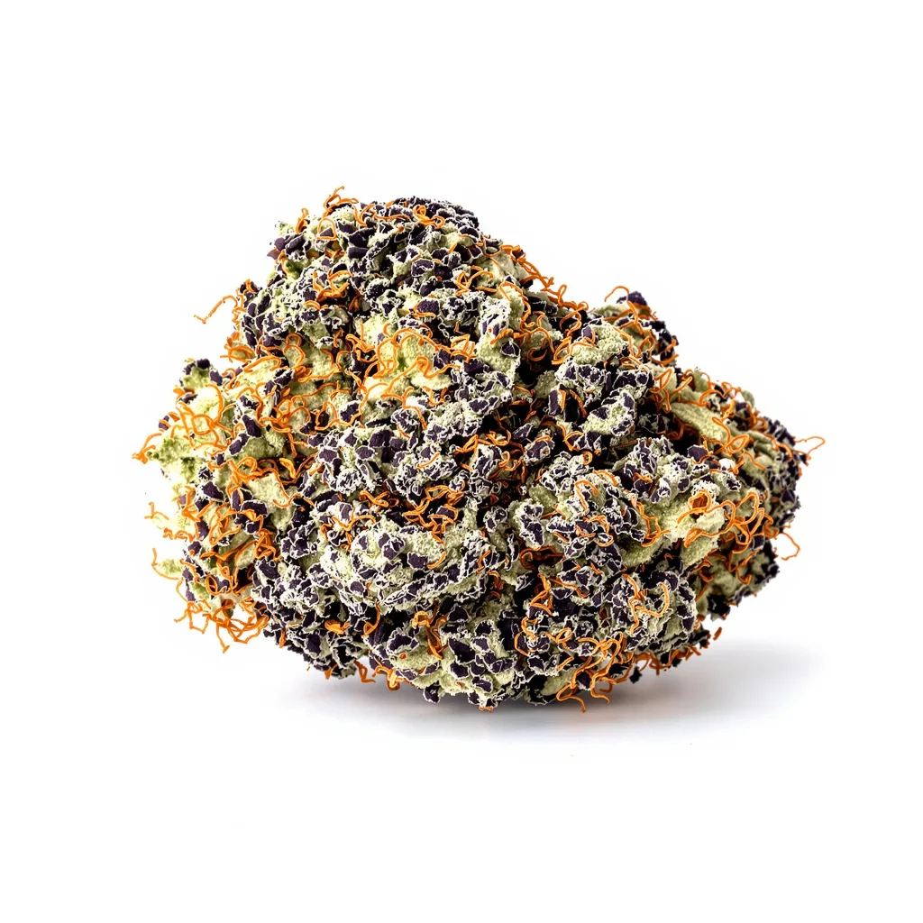 Banana Candy 67% indica / 33% sativa — flor con tricomas visibles