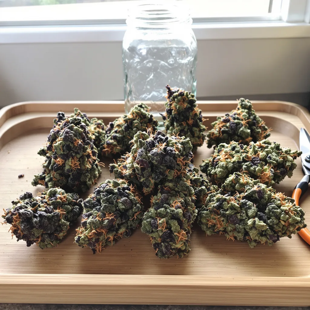 Banana Cooler 73% indica / 27% sativa — flor con tricomas visibles
