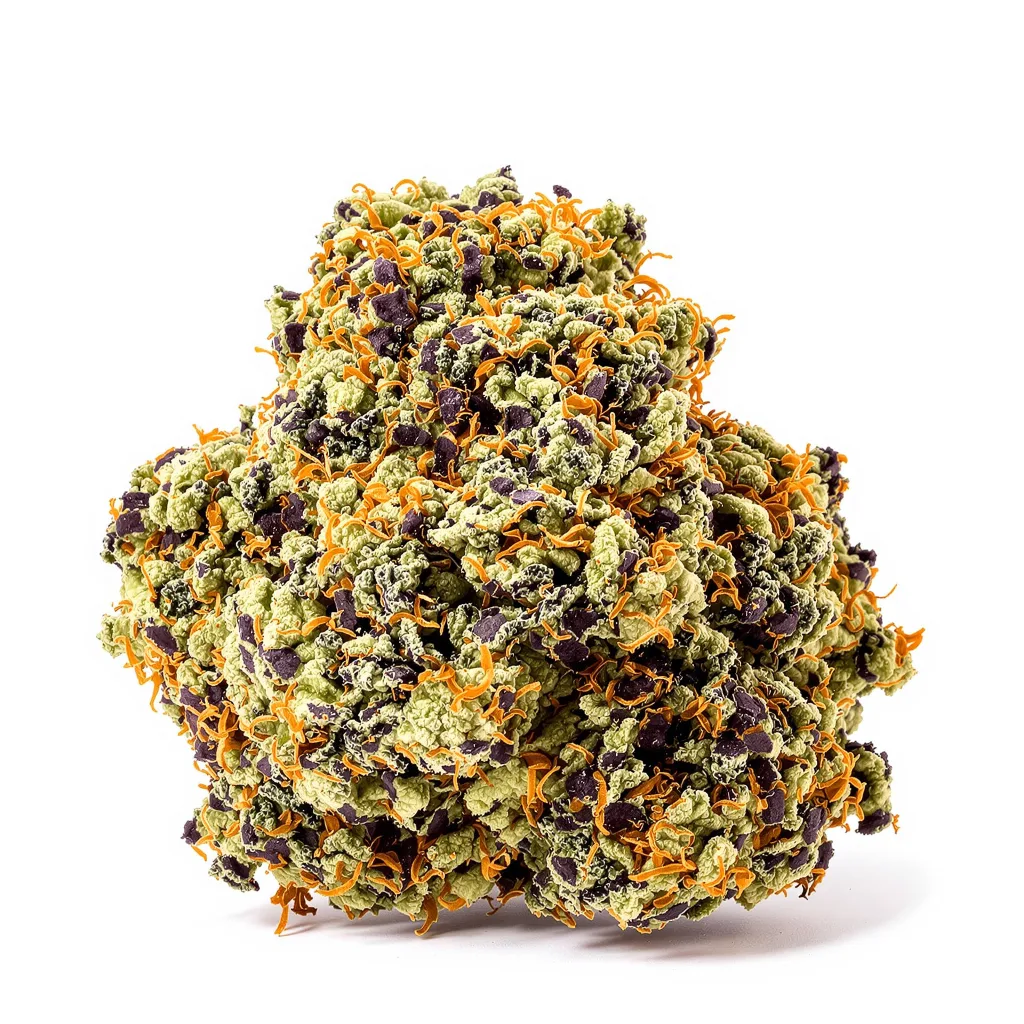 Banana Cooler 73% indica / 27% sativa — flor con tricomas visibles
