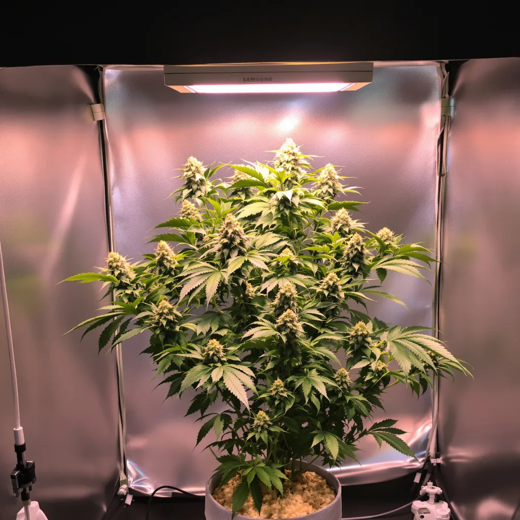 Planta de cannabis Banana Cream OG en fase de floración — 60-100 cm autofloración