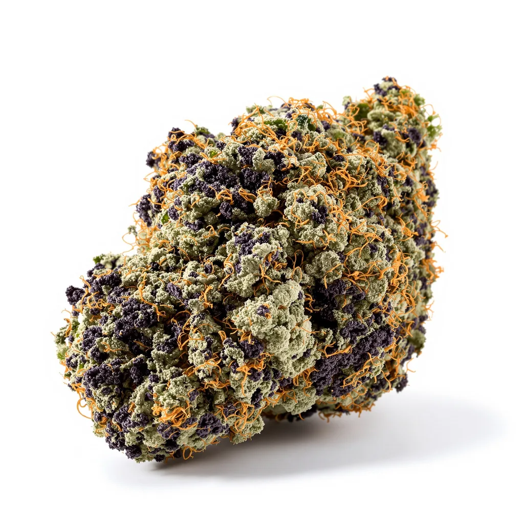 Banana Cream OG 73% indica / 27% sativa — flor con tricomas visibles