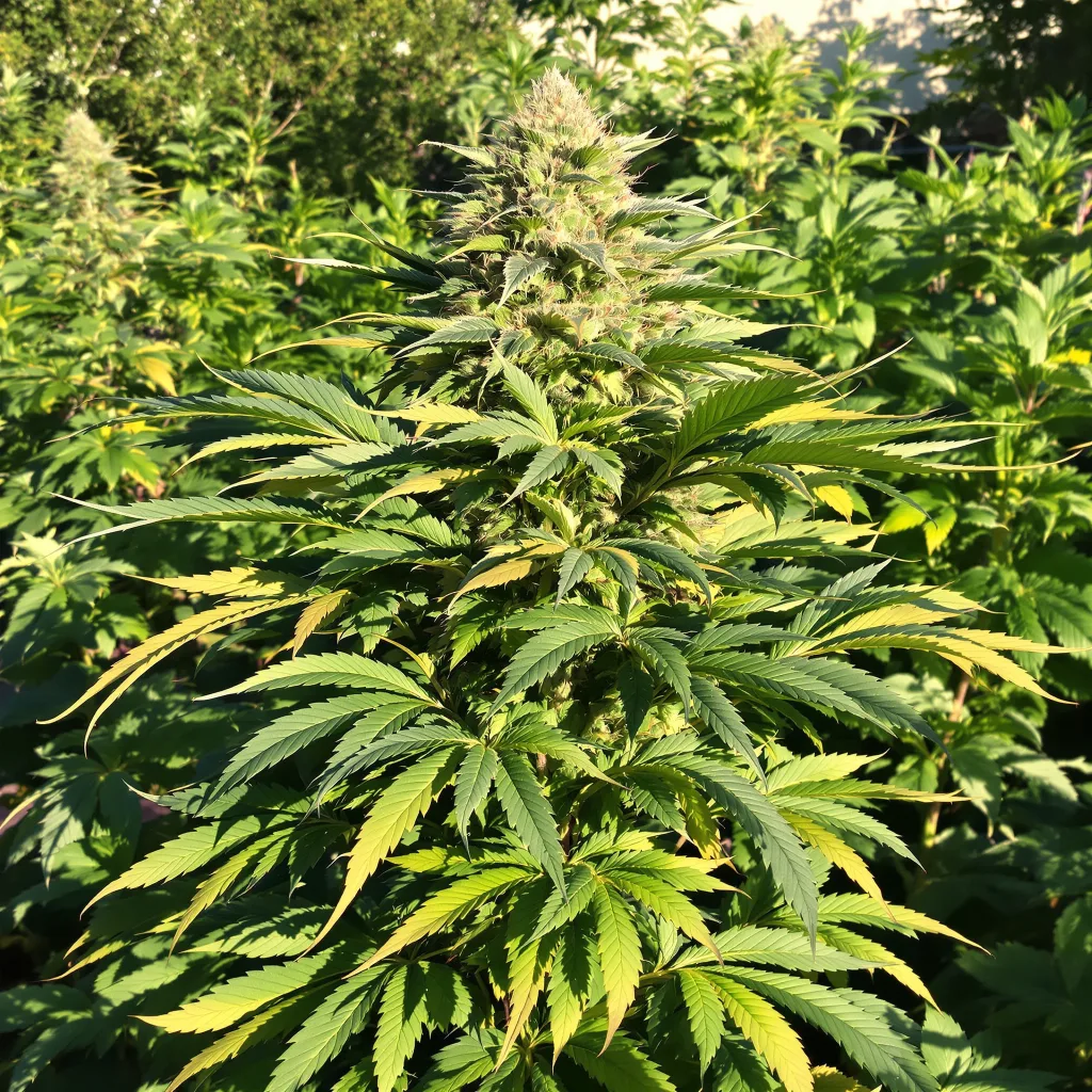 Banana Cream OG 73% indica / 27% sativa — flor con tricomas visibles