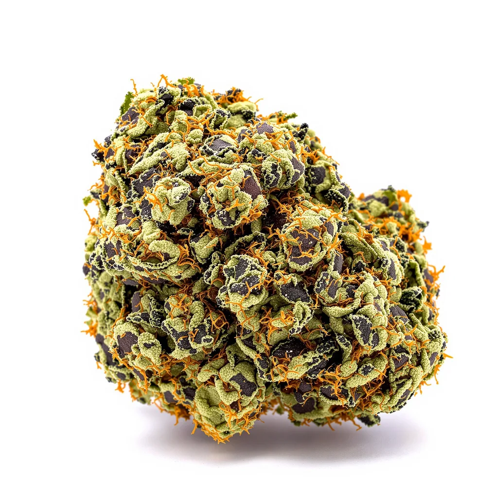 Banana Daddy 80% indica / 20% sativa — flor con tricomas visibles