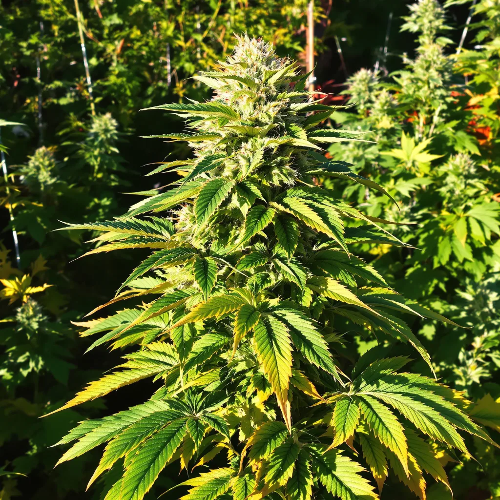 Banana Diesel 70% indica / 30% sativa — flor con tricomas visibles