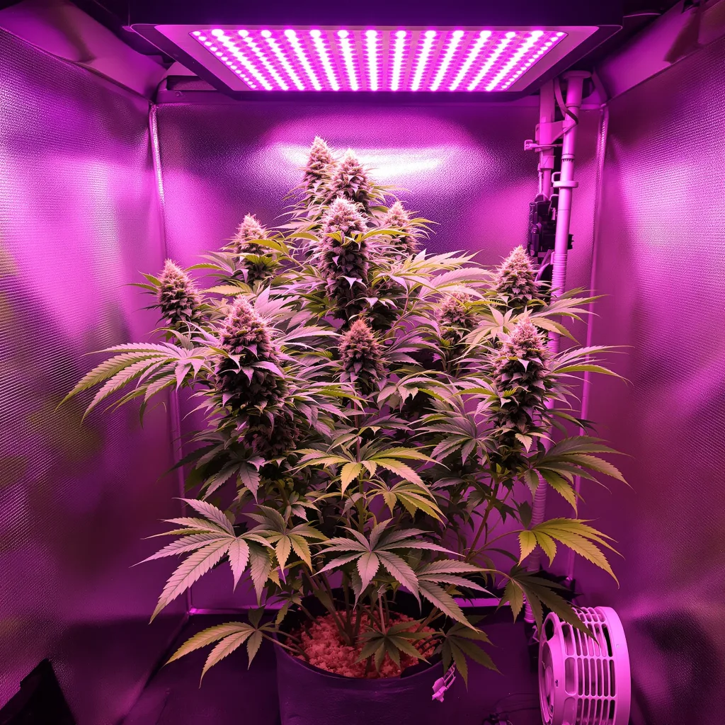 Planta de cannabis Banana Kush en fase de floración — 60-100 cm autofloración