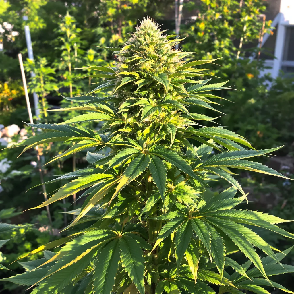 Banana Kush 76% indica / 24% sativa — flor con tricomas visibles