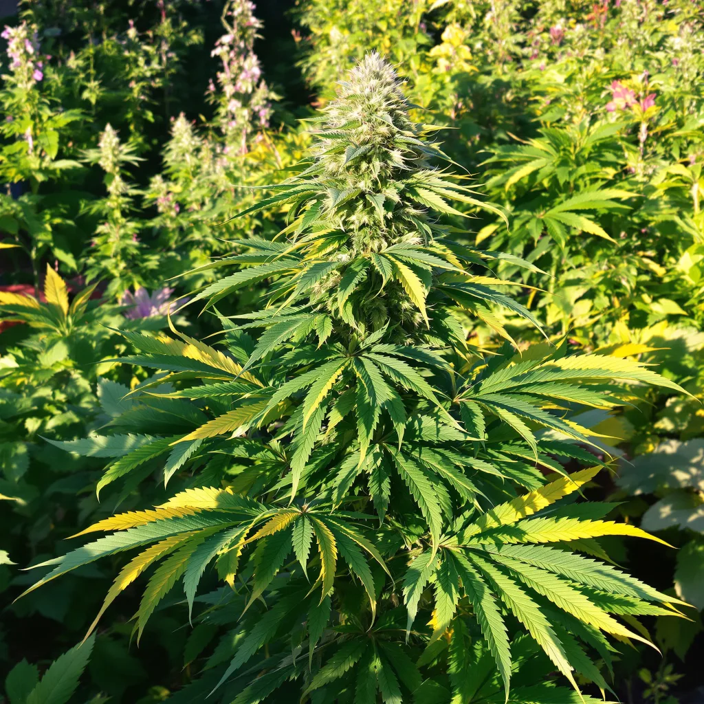 Banana OG 76% indica / 24% sativa — flor con tricomas visibles