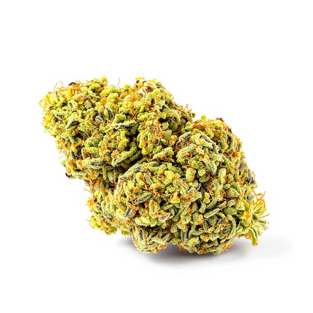 Bandana 21% indica / 79% sativa — flor con tricomas visibles