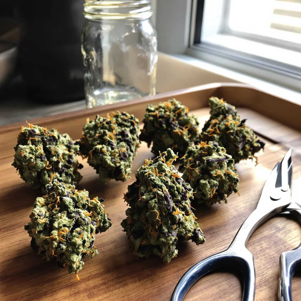 Barbara Bud 69% indica / 31% sativa — flor con tricomas visibles