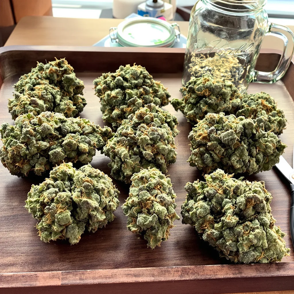 Bay 11 50% indica / 50% sativa — flor con tricomas visibles
