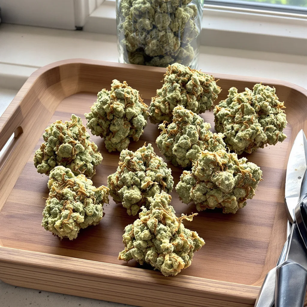 BCN Diesel CBD 57% indica / 43% sativa — flor con tricomas visibles