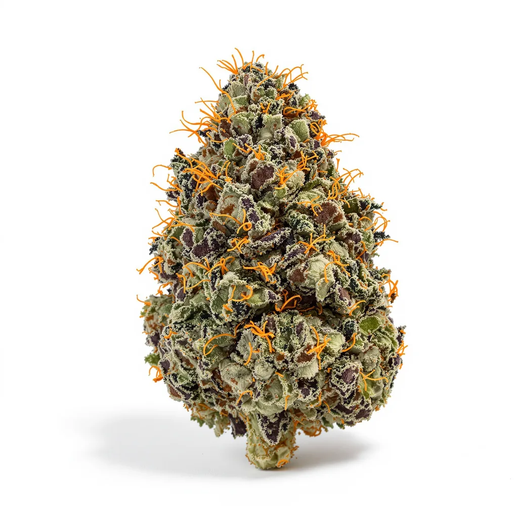 Berry Noir 82% indica / 18% sativa — flor con tricomas visibles