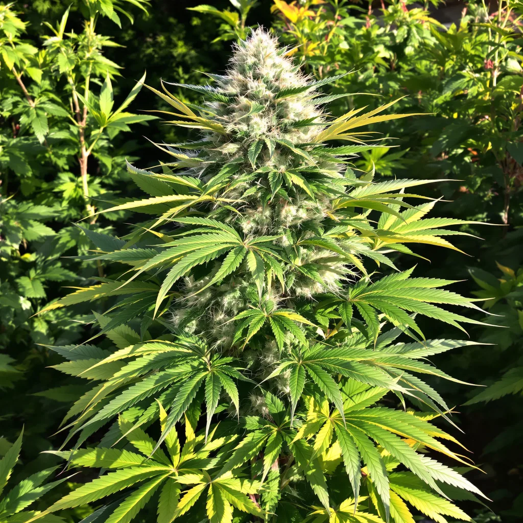 Berry White 73% indica / 27% sativa — flor con tricomas visibles