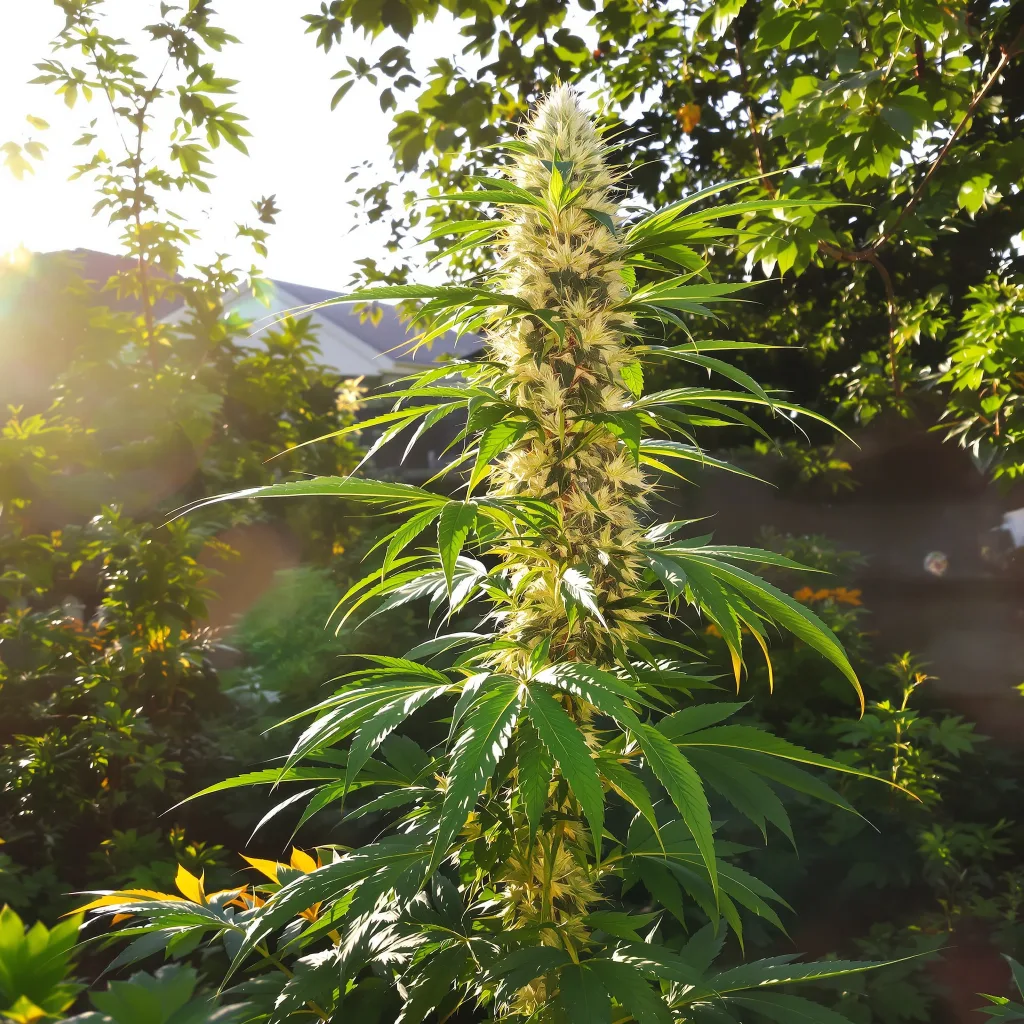 Bianca 14% indica / 86% sativa — flor con tricomas visibles